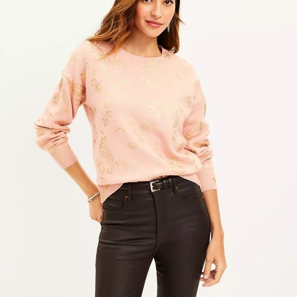 LOFT Sweaters - Loft peach gold shimmer paisley sweater sz small new with tags